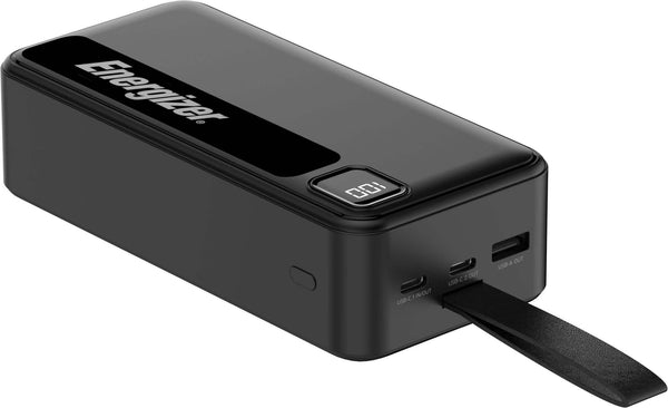 Energizer - MAX 30,000mAh 15W USB-C 3-Port Universal Portable Battery Charger/Power Bank w/ LCD screen for Smartphones & Accessories - Black