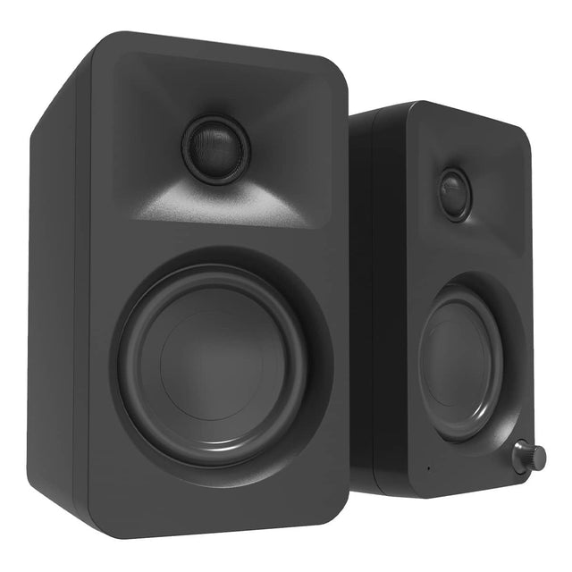 Front. Kanto - ORA 100W Powered Reference Desktop Speakers with USB-C Input and Bluetooth - Pair - Black.