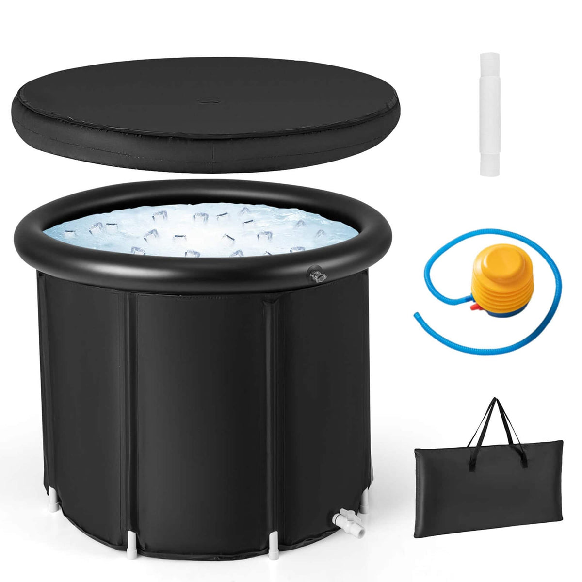 Costway - Portable Ice Bath Tub Multiple Layered Foldable Freestanding Bath Tub - Black