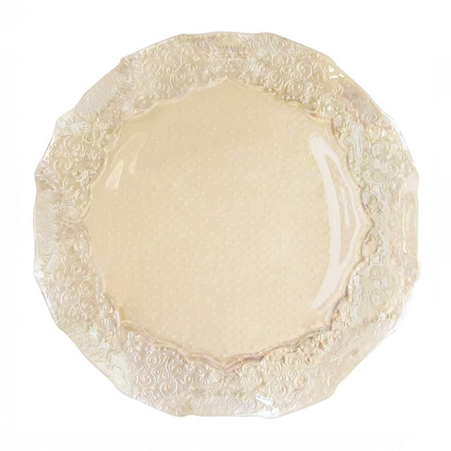 Front. American Atelier - Roberta Iris Luster - Pearl Charger Plate 13" - Beige.