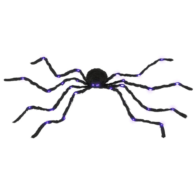 Front. Homcom - 3.25" Outdoor Halloween Decoration, Light-up Oversized Spider Halloween Prop with Light Up Bendable Legs - Black.