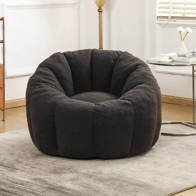 Front. Trinkets Crazed - Bean Bag Chair, Bean Bag Sofa Chair with Armrests Stuffed High-Density Foam, Lazy Sofa Comfy Chairs - dark gray.
