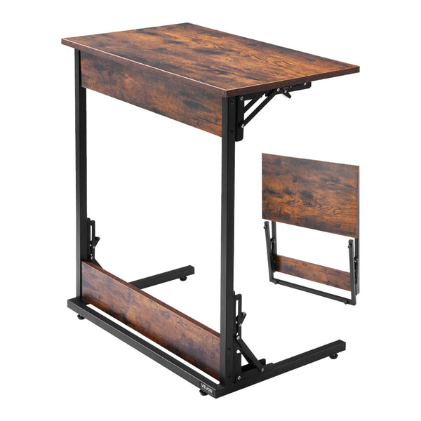 VEVOR - C Table, Folding C Shaped End Table with Metal Frame & Adjustable Feet, Foldable C Shaped Side Table - Steel frame+Particleboard