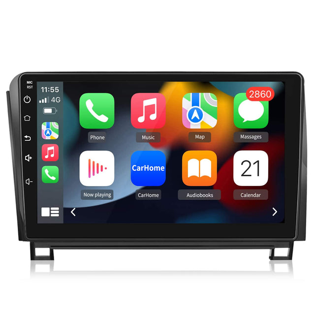 MIC RST 11:55 4G 2860  
A Phone Music Map Massages CarHome 21  
Now playing CarHome Audiobooks Calendar