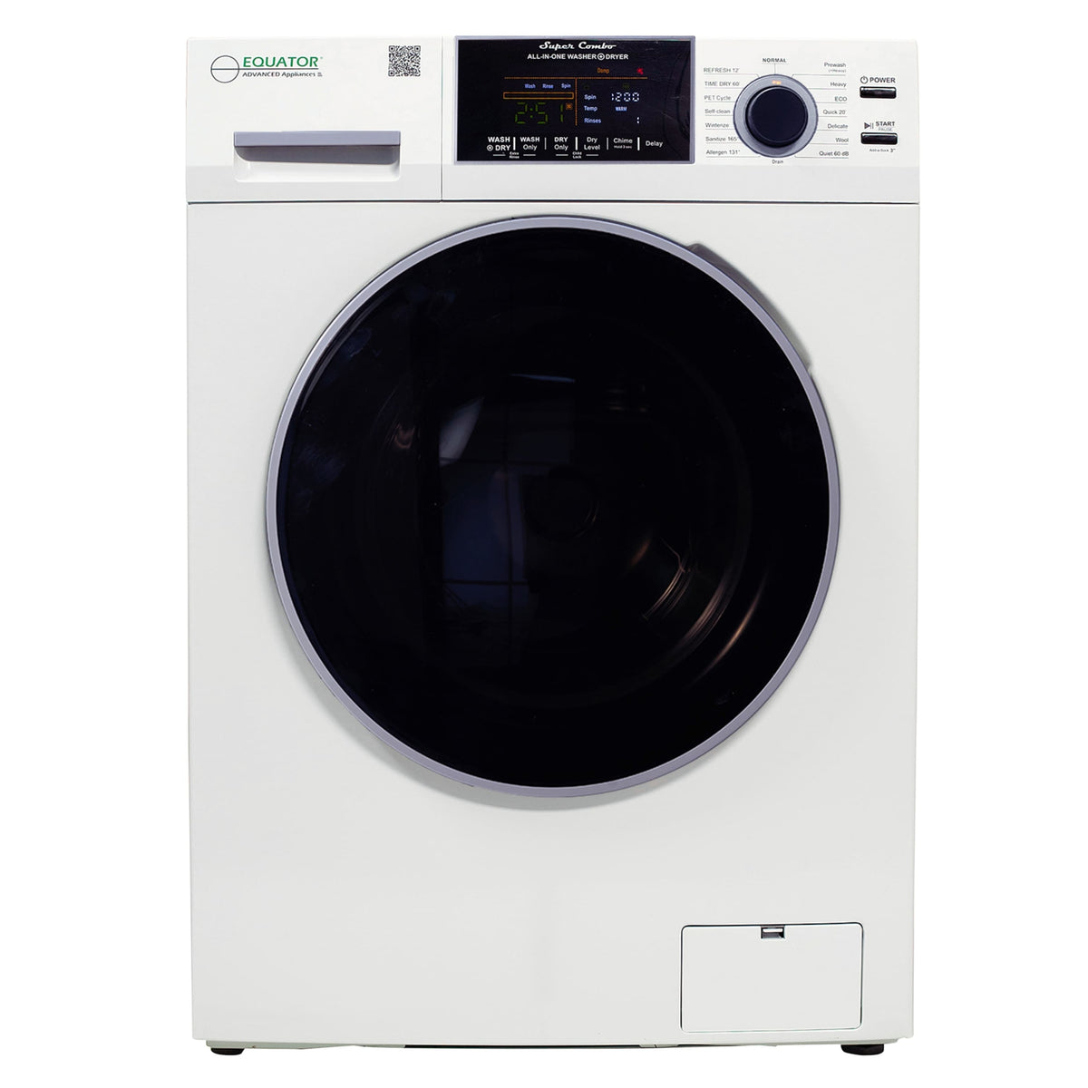 Equator - 1.62 cu ft. VENTED All-in-One Combo Washer Electric Dryer 30% FASTER than Condense - RV Ready 110V - EZ 4800 - White