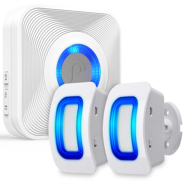 Front. Fosmon - WaveLink Door Chime Driveway Alarm Guard Wireless Motion Sensor Detector, Store Entrance Alert (1 Receiver + 2 Sensor) - White.
