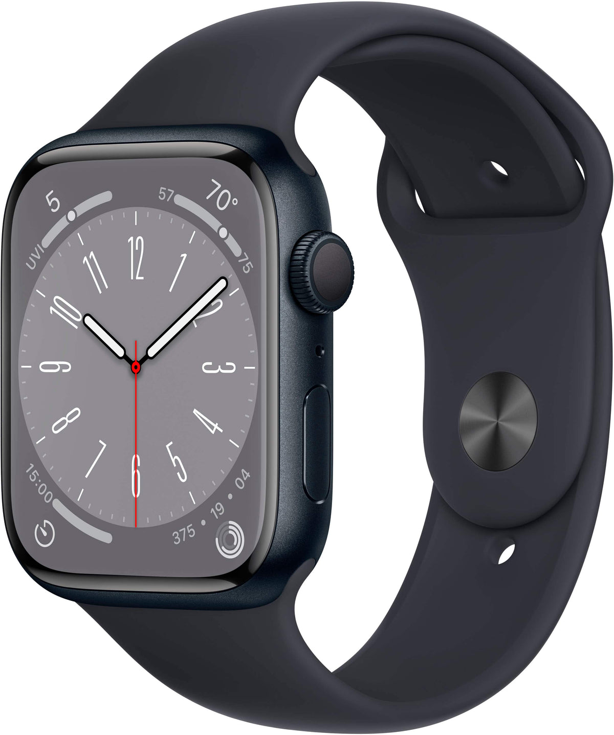Apple Geek Squad Certified Refurbished Watch Series 8 (GPS) 45mm Aluminum Case with Midnight Sport Band - M/L - Midnight - (2022)