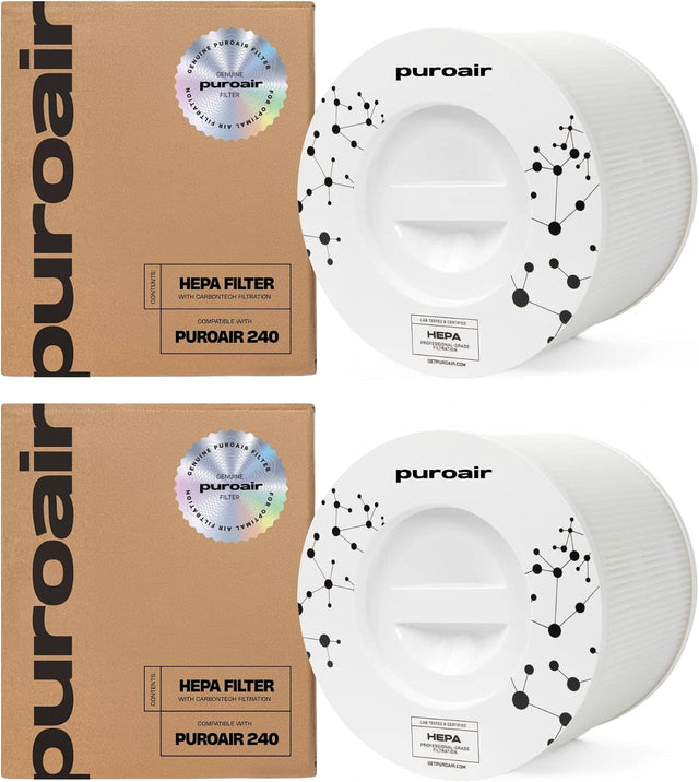 puroair  
PUROAIR GENUINE FILTER  
puroair FILTER FOR FILTRATION AIR OPTIMAL CONTENTS: HEPA FILTER WITH CARBONTECH FILTRATION COMPATIBLE WITH PUROAIR 240  
puroair LAB NATURADO I CARTIFIED HEPA PROFESSIONAL-GRADE FILTRATION DETPUROAIR.COM