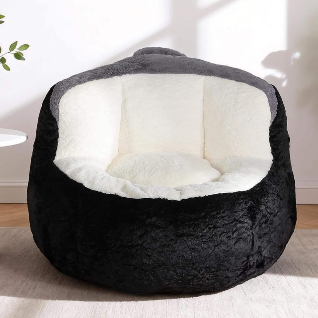 Front. Trinkets Crazed - Bean Bag Chair, Multicolor 41.7" Oversized Cloud Bean Bag Sofa with Back Support - black.