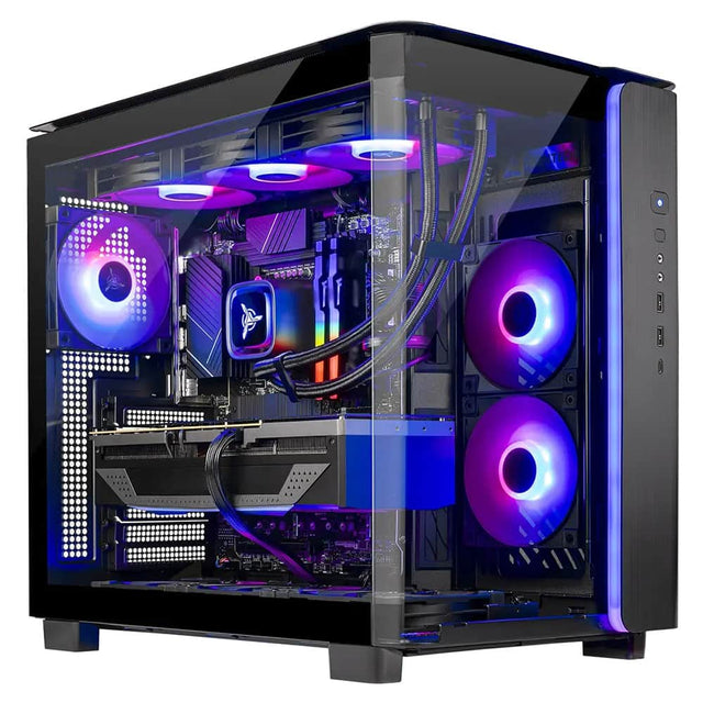 Front. Skytech Gaming - Skytech KING95 - AMD Ryzen 7 9800X3D, 9070XT, 32GB 6000 MHz DDR5 RAM, 850W GOLD A3 PSU - Black.