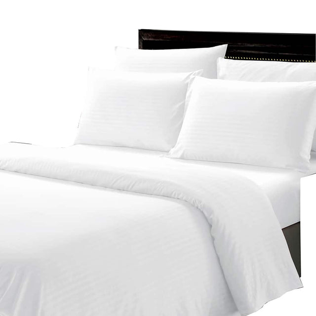 Front. Plazatex - Plazatex Dobby Stripe Luxurious Ultra Soft Moisture Wicking Solid Color 6 Pieces Sheet Set King White - White.