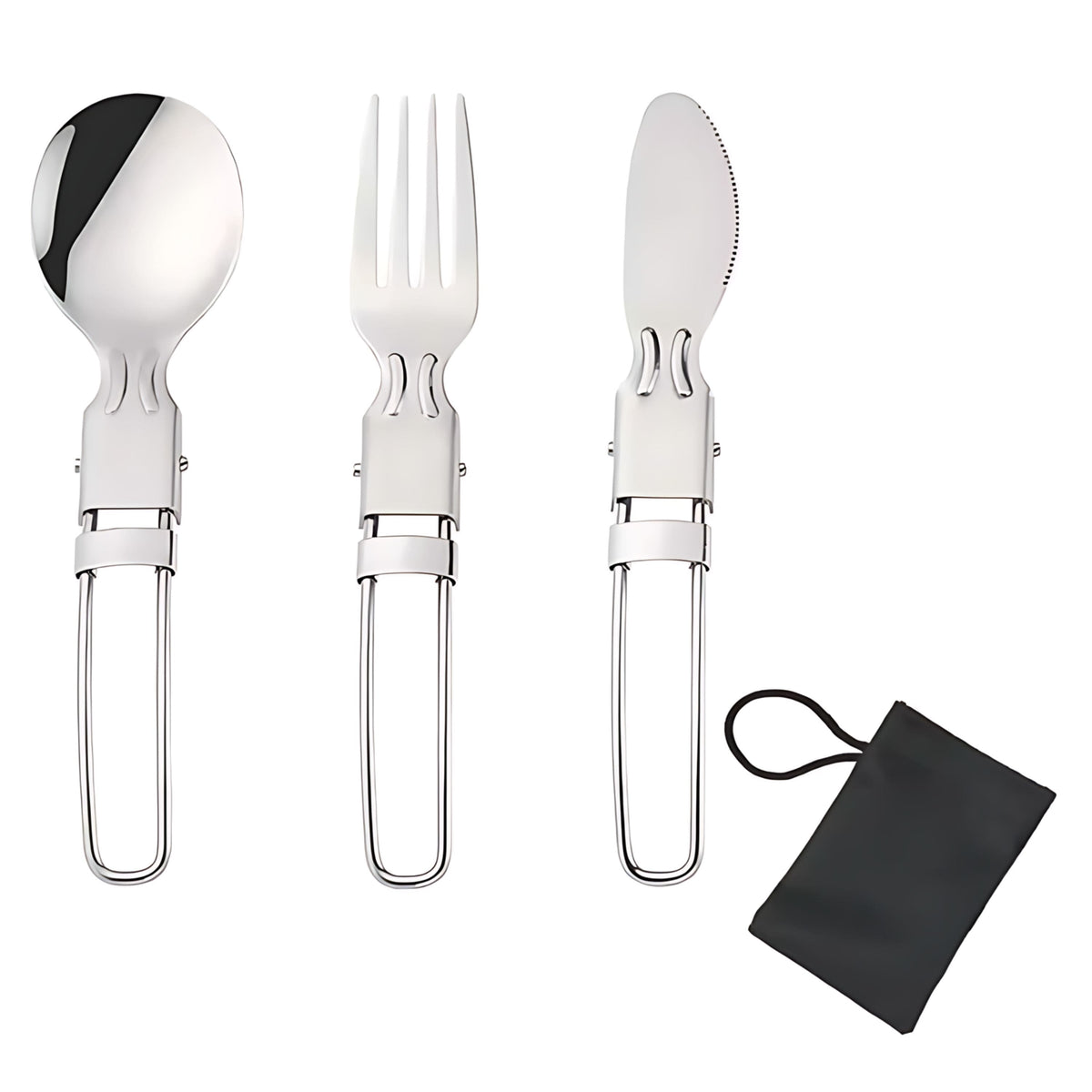 Kitcheniva - Portable Cutlery Set - Folding Spoon, Fork & Knife for Camping, Travel, and Lunch