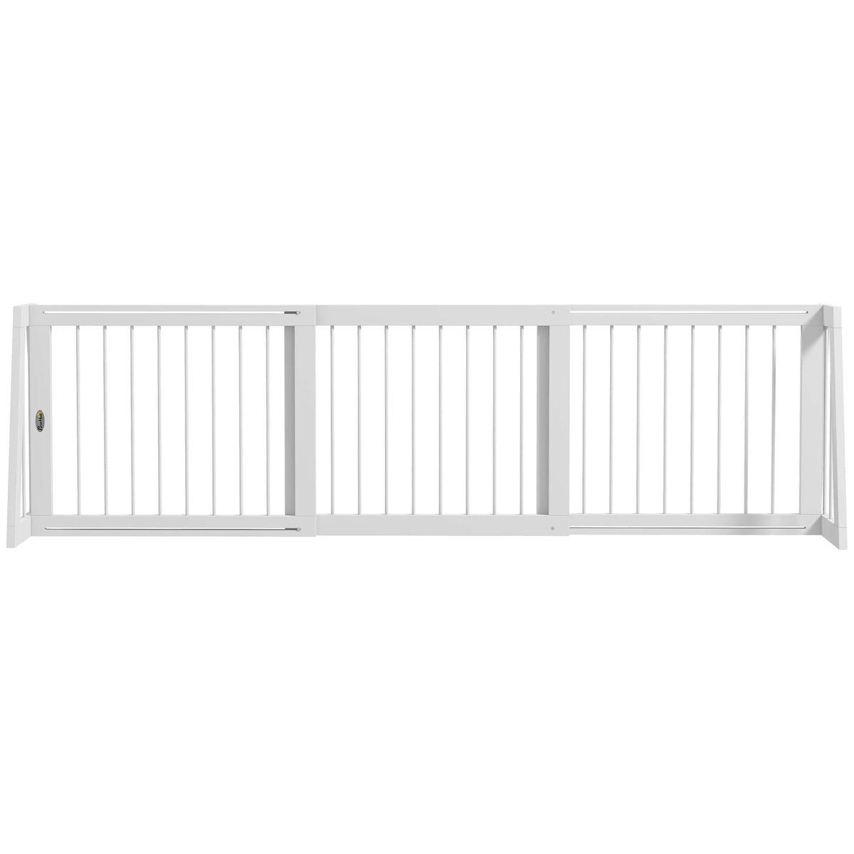 Pawhut - Freestanding Pet Gate, Wooden Dog Gate w/28"-75" Retractable Length, Support Feet, Non-Slip Mats, 3 Panel for Indoor - White