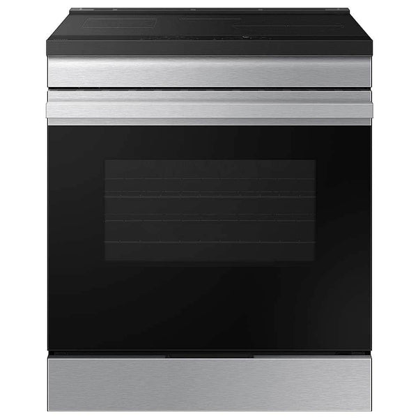 Samsung - 30 in. Wide 4 Elements Bespoke 6.3 Cu. Ft. Slide-In Electric Induction Range with Anti-Scratch Glass Cooktop - Stainless Steel