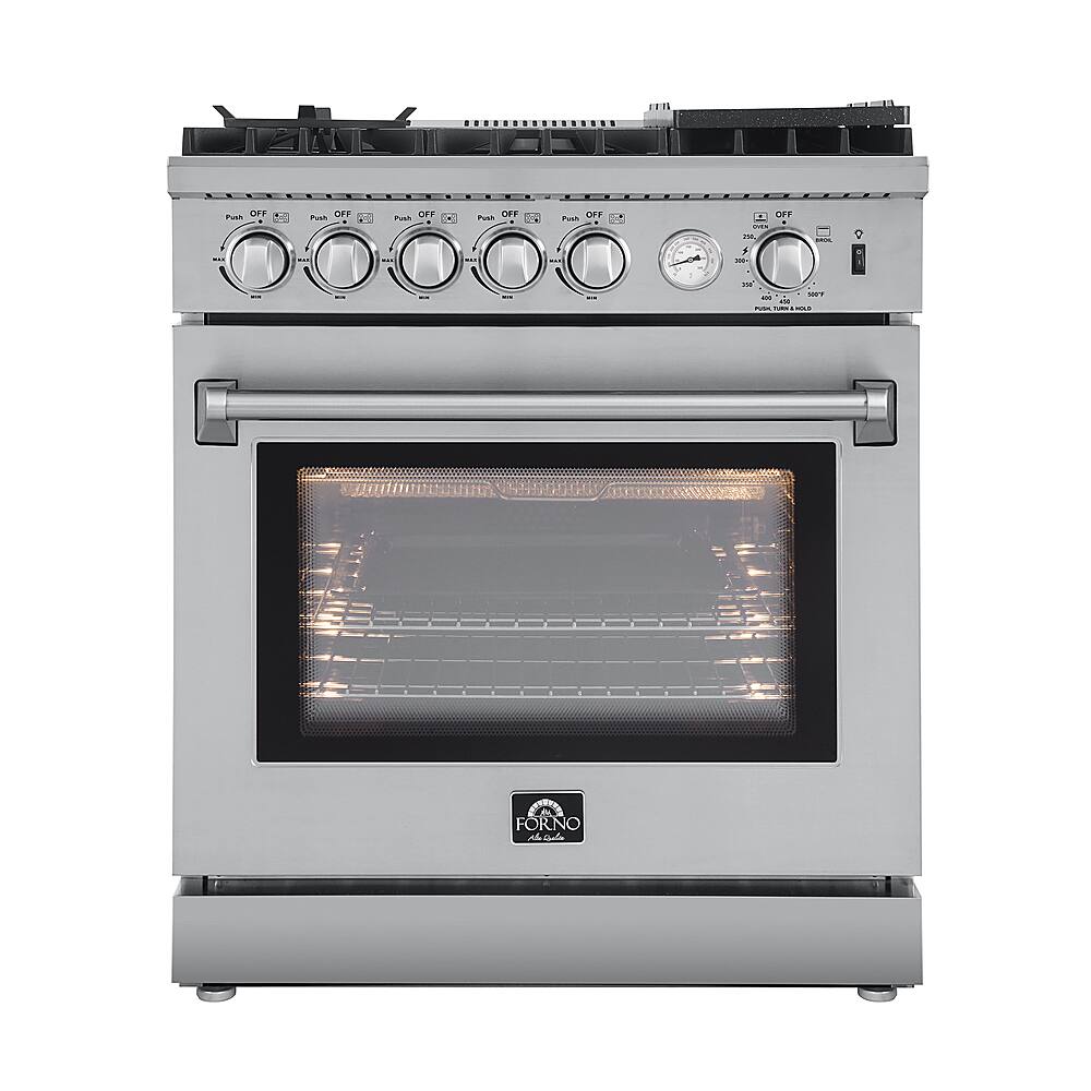 Forno Appliances - 30 in. Wide 5 Burner Lazio Alta Qualita 4.32 Cu. Ft. Freestanding Gas Range with Convection - Stainless Steel