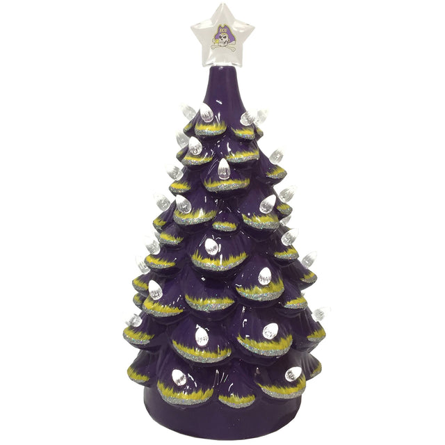 Front. Santa's Workshop - Purple ECU Pirates 14'' Ceramic Tree - Purple.