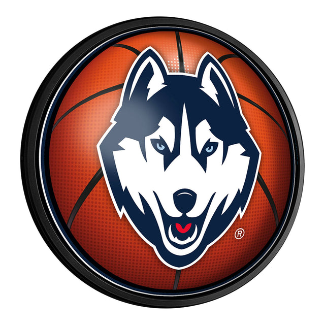 Front. The Fan-Brand - UConn Huskies Basketball 18'' Round Slimline Illuminated Wall Sign - Multicolor.