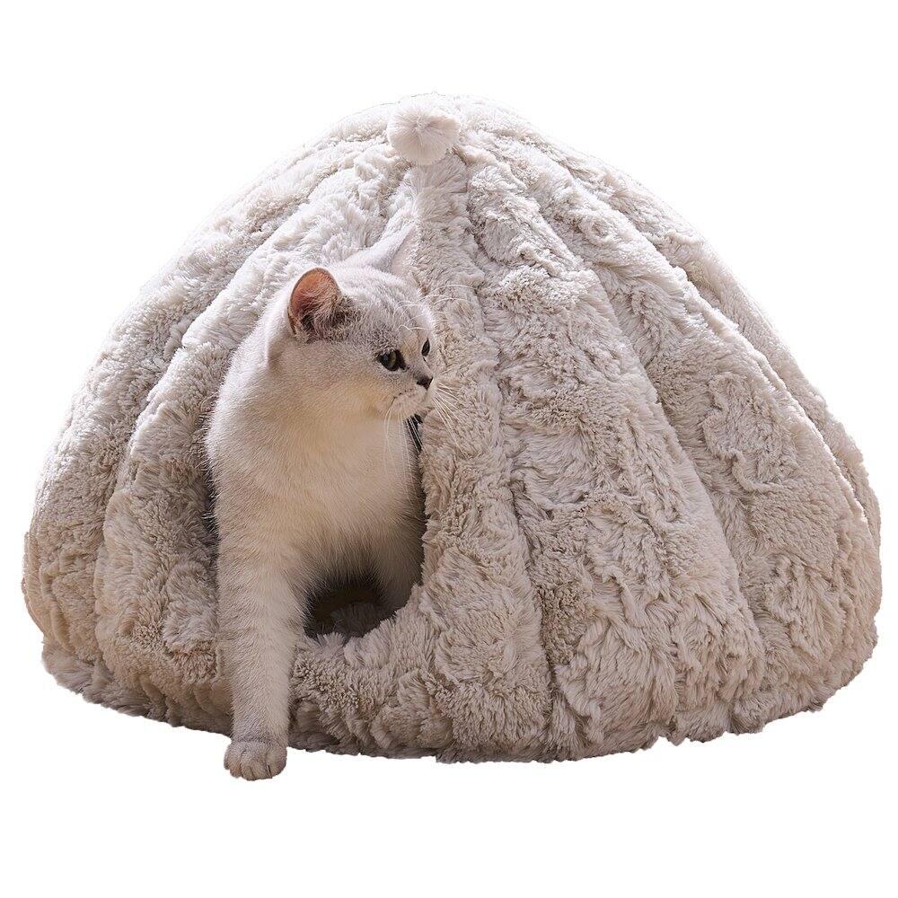 PetPals - Cat Cave with Removable, Washable Bed - White