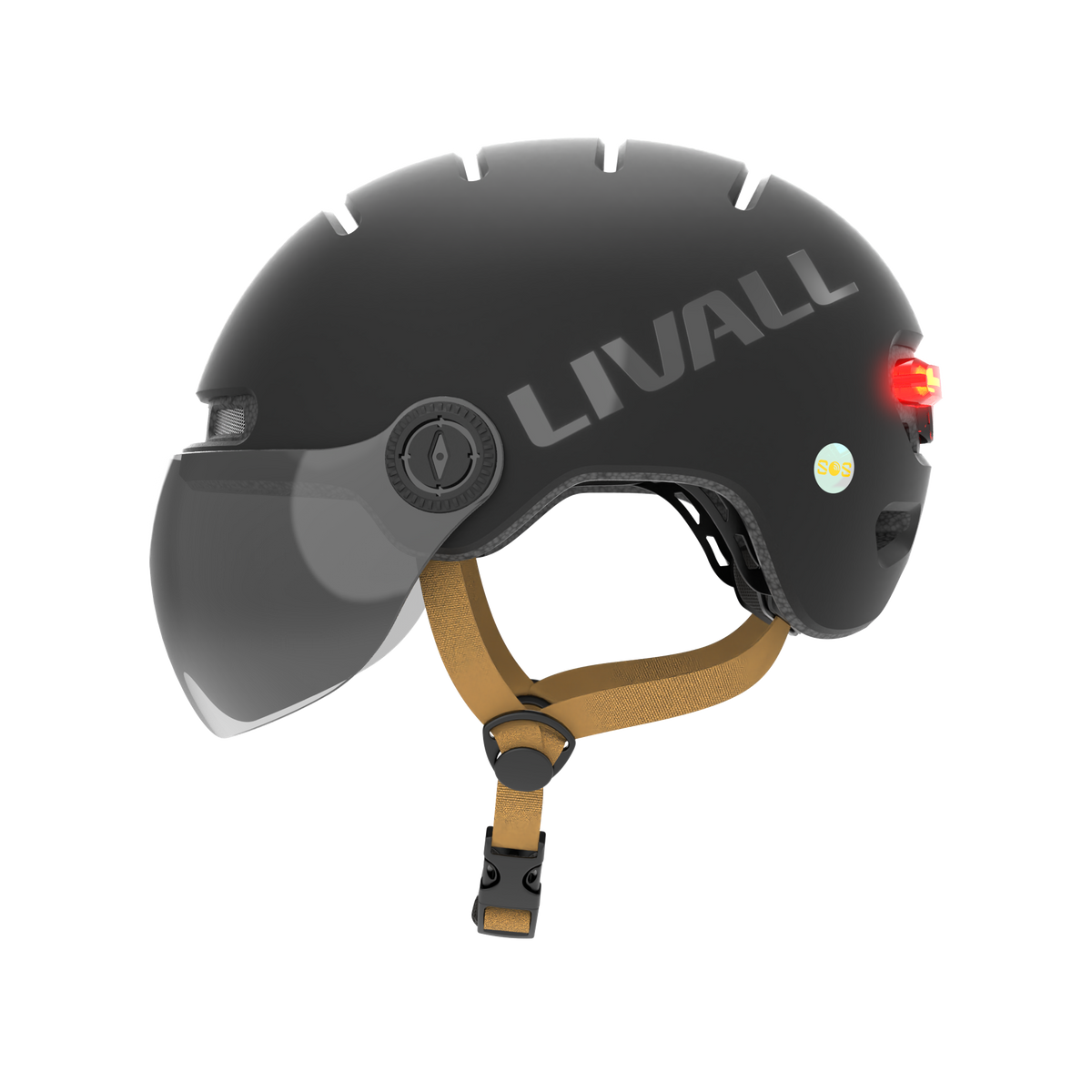 LIVALL - L23 Smart Bike Helmet, LED Lights & Removable Visor, NTA8776 E-Bike Certified, Fall Detection & SOS Alert - Large - Black