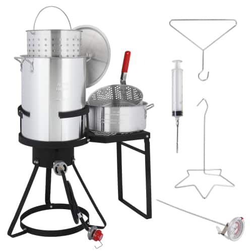 Front. Winado - 30QT Deep Turkey Fryer 10QT Fish Fryer Kit Propane Stove with Shelf, Fryer, Boiler Steamer with Baskets Outdoor Camping - Sliver.