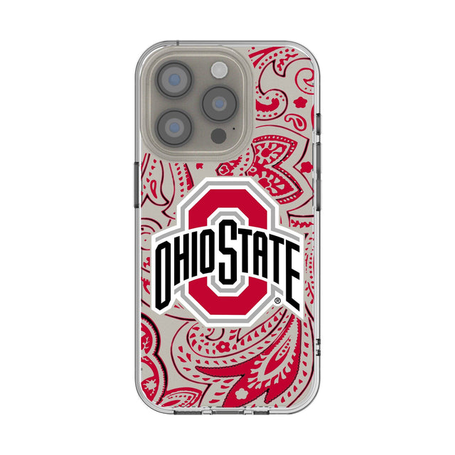 Front. Keyscaper - Ohio State Buckeyes iPhone Paisley Design Clear Case - 16 Plus - Multicolor.