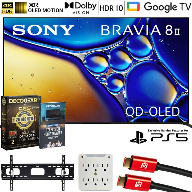 4K HDR XR OLED MOTION HDR 10 VISION Google TV SONY BRAVIA 8 II QD-OLED

DECOCGEAR CPS BUNDLE
26 MONTH CPS PROTECTION
EXCLUSIVE DECO GEAR
TELEVISION HOME THEATER ESSENTIALS
2 HDMI CABLES

Exclusive Gaming Features for PS5