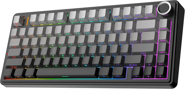 AULA - F75 Pro 81-Key Wireless Mechanical Gaming Keyboard, RGB, Tri-Mode, Hot-Swappable, Knob, Compact 75%, 4000mAh, Bluetooth - Black