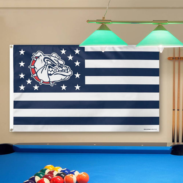 Front. WinCraft - Gonzaga Bulldogs Deluxe Stars & Stripes 3' x 5' Flag - Multicolor.