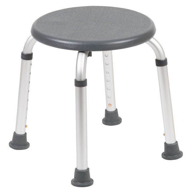 Front. Emma + Oliver - Tool-Free 300 Lb. Capacity, Adjustable Bath & Shower Stool - Gray.