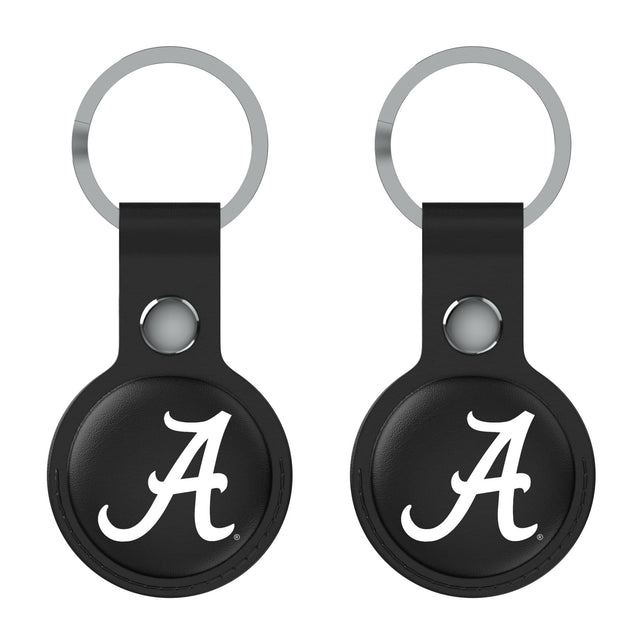 Front. Keyscaper - Alabama Crimson Tide Black Leatherette AirTag Holder 2-Pack - No Size - Black.