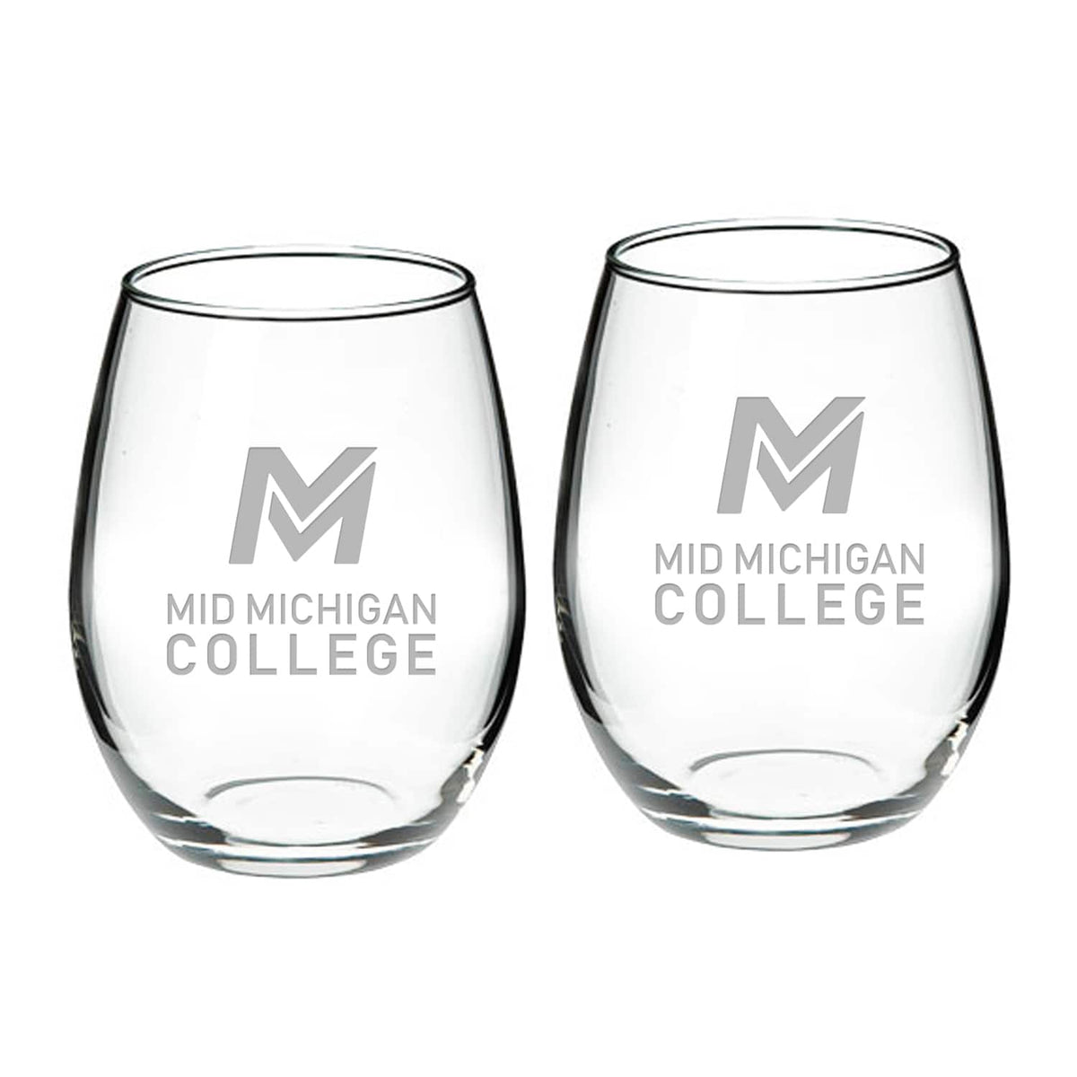 Jardine - Mid Michigan College 21oz. 2-Piece Stemless Wine Glass Set - Multicolor