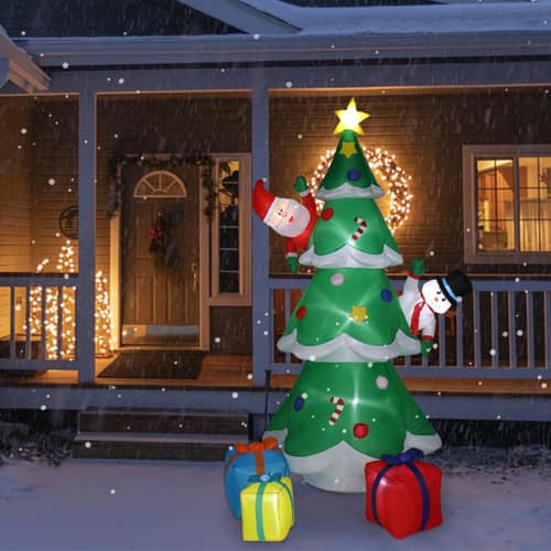 Front. Winado - 8FT Inflatable Christmas Tree with Santa Claus, Snowman, Gift Boxes, Lights Blow Up for Outdoor Holiday Yard Decoration - Multicolor.