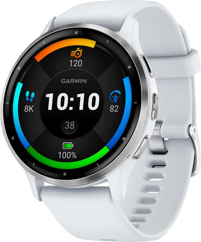Front. Garmin - Venu 3 GPS Smartwatch 45 mm Fiber-reinforced polymer - Stainless Steel and Whitestone.