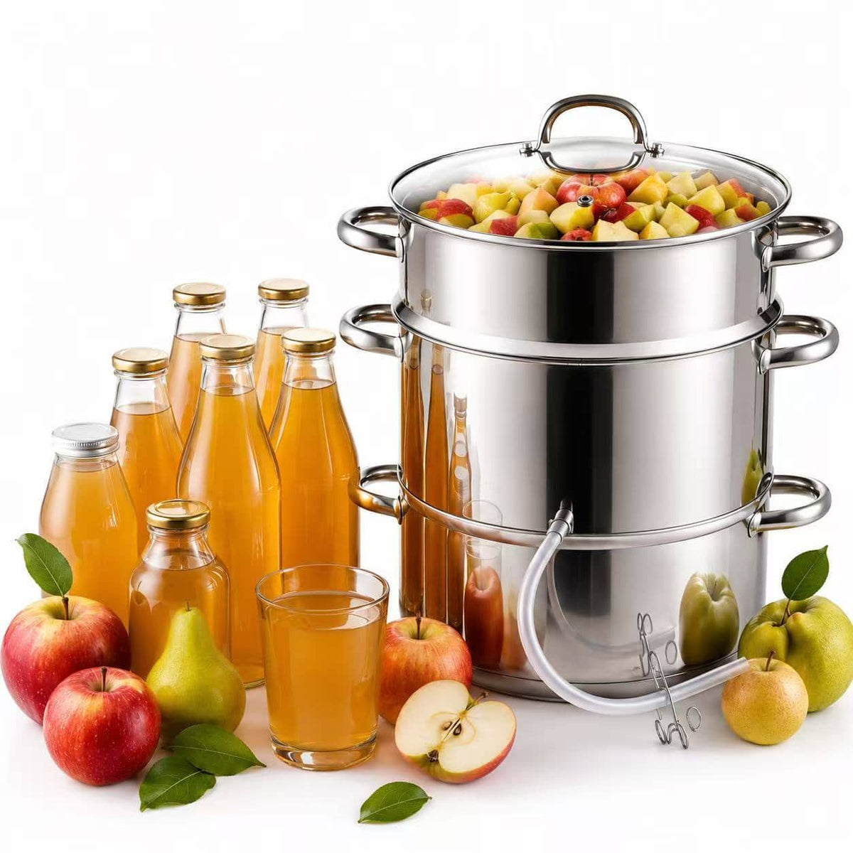 Cooks Standard - Steam Pot 11 Qt S/S Steam Canner for Fruit & Vegetable Juice Extraction,Jelly, Sauce, Syrup & Home Canning W/Glass Lid - Stainless Steel