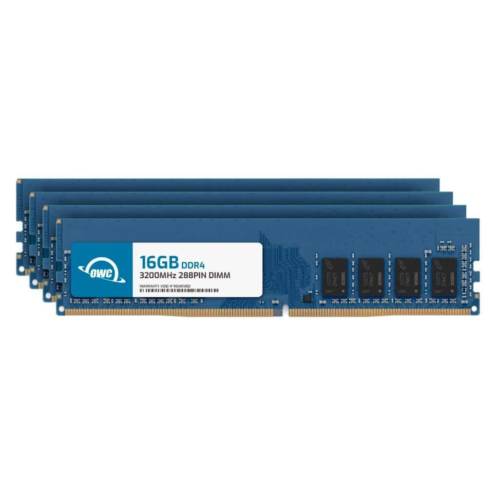 OWC - 64GB (4x16GB) DDR4 3200MHz PC4-25600 CL22 1RX8 Non-ECC UDIMM 1.2V 288-pin Desktop Memory RAM Upgrade for PC - Black Chips