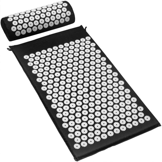 Front. Sorbus - Sivan Acupressure Mat and Pillow Set for Stress, Back & Neck Pain, Acupuncture, Muscle Relaxation, Sciatica, Meditation - Black.