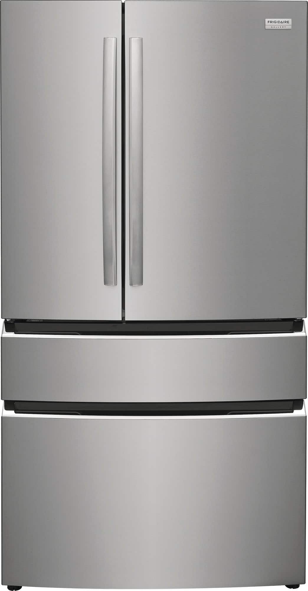 Frigidaire - Gallery 36 in. Wide 22.1 Cu. Ft. Counter-Depth 4-Door French Door Refrigerator with Internal Water Dispenser - Smudge Proof Stainless Steel