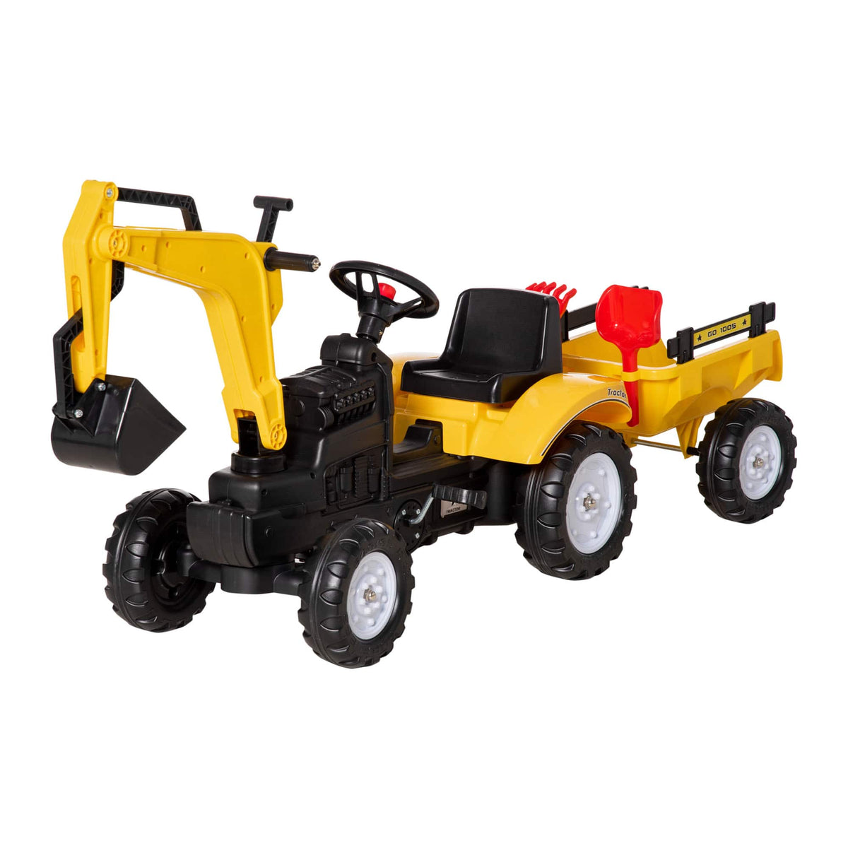 Aosom - Ride-on Truck Kids Car with Horn, Excavator Ride-on Toy, Imaginative Toy Construction Car