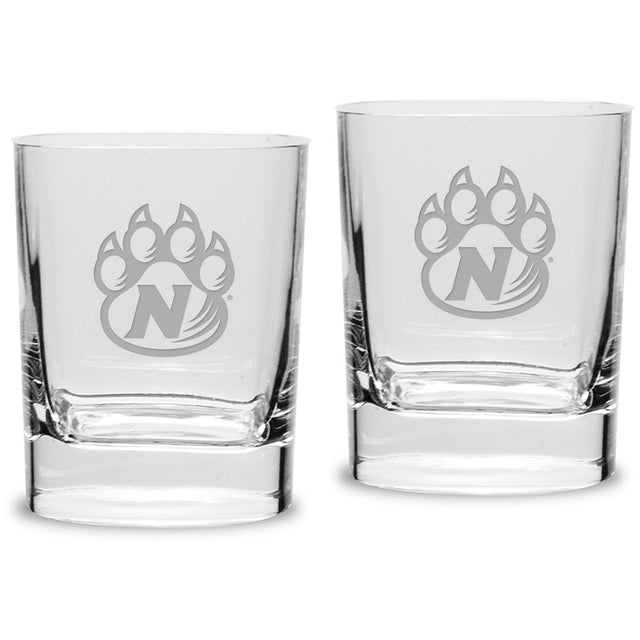 Front. Jardine - Northwest Missouri State Bearcats 11.75oz. Square Double Old Fashioned Glass Set - Multicolor.