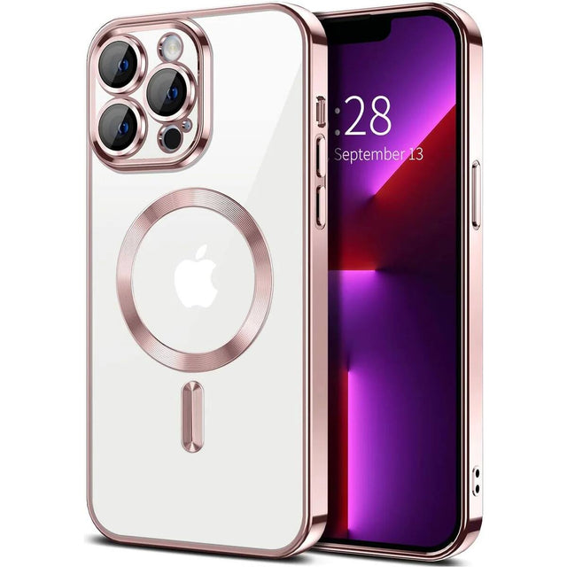 Front. Entronix - Entronix [Magnetic] Case Compatible with iPhone 13 Pro Max - [Clear Back] Luxury Glossy Cover - Pink.