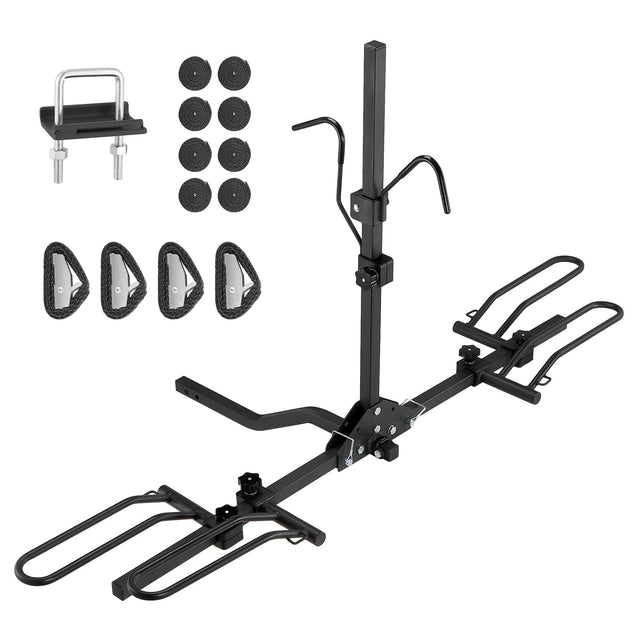 Front. VEVOR - Hitch Mount Bike Rack, 2-Bike Platform Style, 80 LBS Max Capacity Bike Rack Hitch for 1.25-/2-inch Receiver - Black.