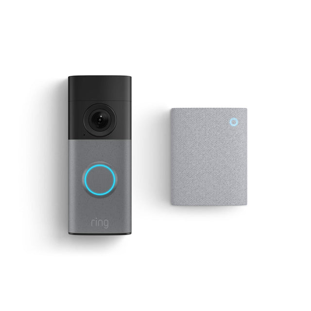 Front. Ring - Wired Doorbell 2K (newest model), Speckled Gray + Chime (newest model) - Speckled Grey & White.