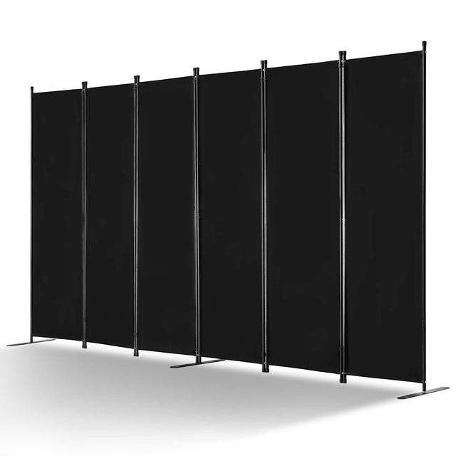 Front. VEVOR - Room Divider, 6 Panel Room Divider, Folding Privacy Screen and Portable Partition Divider for Room Separation - Black.