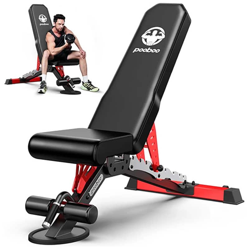 Pooboo - Adjustable Home Dumbbell Bench, 1500Lbs Weight Capacity, Flat/Incline/Decline Positions for Full Body Workout - Black