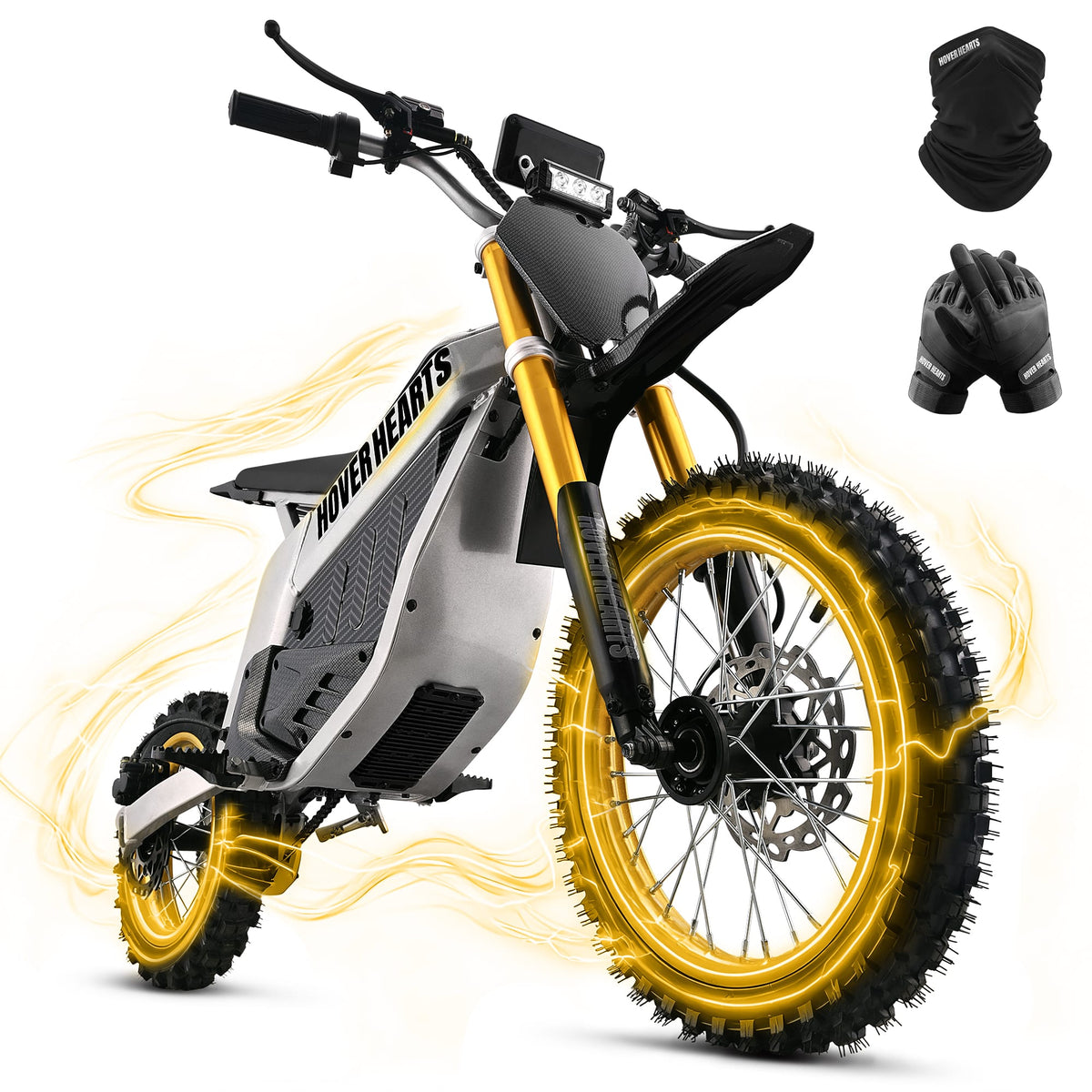 Hover Heart - Electric Dirt Bike, 1500W/3000W Peak, 48V 30Ah LFP Dual Battery, 50-Mile Range, Hydraulic Brakes, Adjustable Suspension - 59.8 in - Black