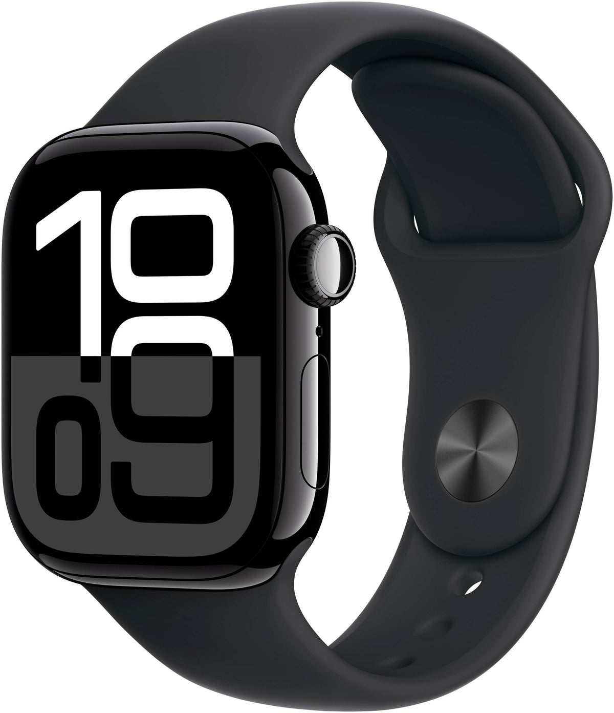 Geek Squad Certified Refurbished Apple Watch Series 10 (GPS) 42mm Aluminum Case with Black Sport Band - M/L - Jet Black - (2024)