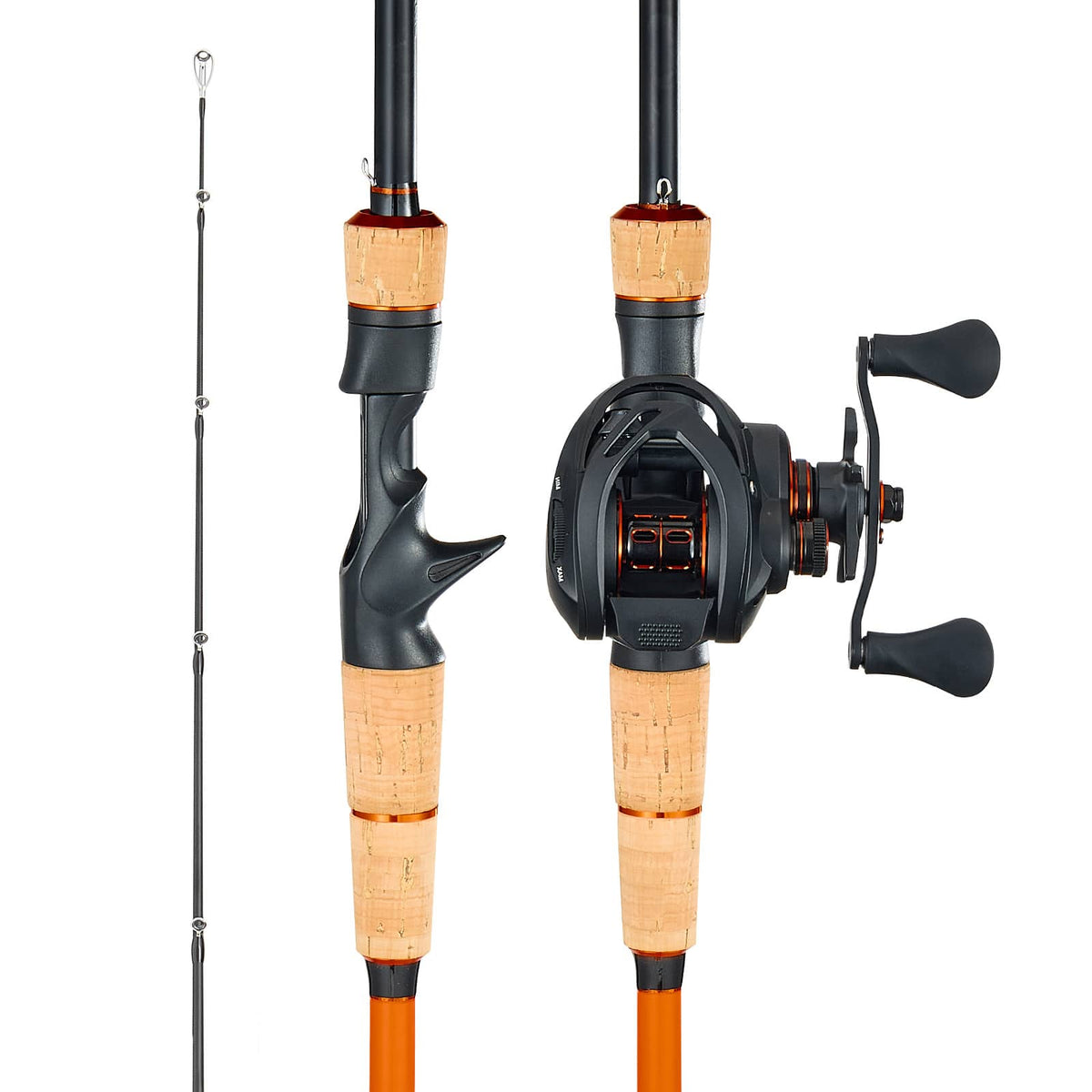VEVOR - Rod and Fishing Reel Combo, IM7 Carbon Fiber Baitcasting Rod and Reel Combo, Bass Fishing Pole with 7+1 BB System - Black