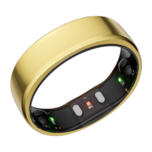Front. RINGCONN - Gen 2 Ultra-Thin Smart Ring with Sleep Apnea Monitoring and Health Tracking - Size 8 - Royal Gold.