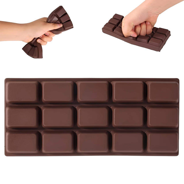 Front. Puka Creations - Chocolate Bar 6-Inch Squishy Stress Reliever - Brown.