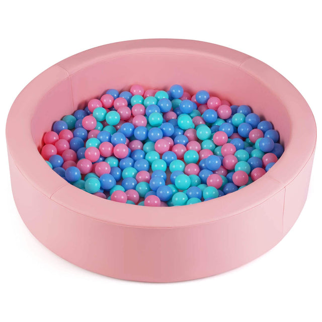 Front. Costway - Costway 42.5" Round Foam Ball Pits with 25D Sponge Filling Washable PU Cover for Kids Gift - Pink.